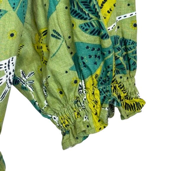 Boden Size US 12L Green Print 100% Linen Ada Midi Belted Shirt Dress Pockets - Picture 7 of 11